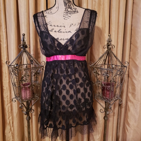 Cacique Other - ♠️HP♠️CACIQUE Sheer Black Polka Dot Chemise